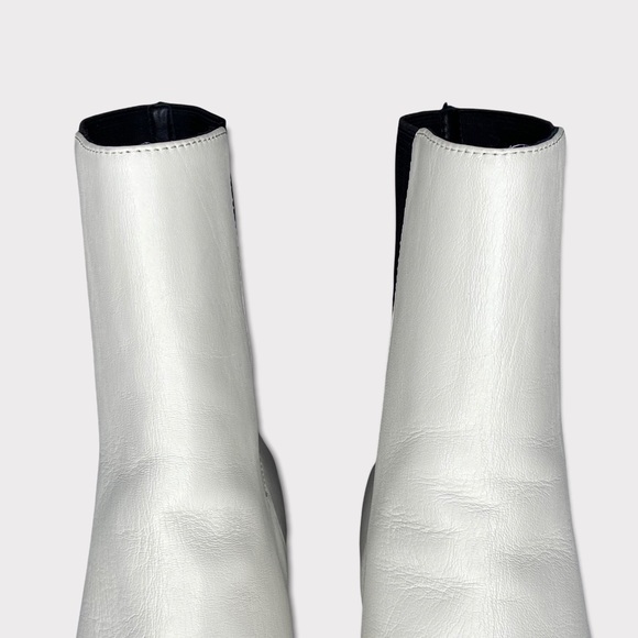 Joie White and Black Leather Slip On Pointed Toe Kitten Heel Ankle Booties 37.5 - Picture 4 of 11